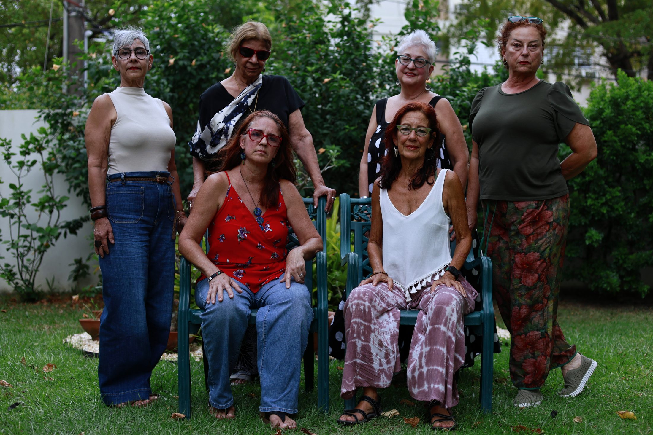 San Juan (PUERTO RICO), 06/25/2026. (from l. to r.) Norma Rodríguez Rodríguez, América Facundo Rosado, Ada Rosa Rivera Negrón, Maritza Martínez Planell, Cathy Vigo Murray and Gradissa Fernández during a meeting of Las Lolitas. Las Lolitas are a feminist, pro-independence group that honors the nationalist Lolita Lebrón. The Parlor Magazine/Thais Llorca